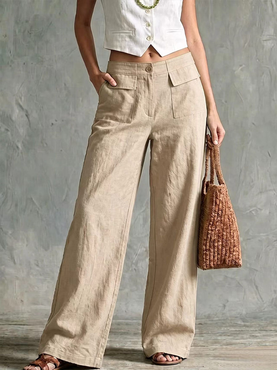 Élise – Pantalon à Taille Haute en Lin