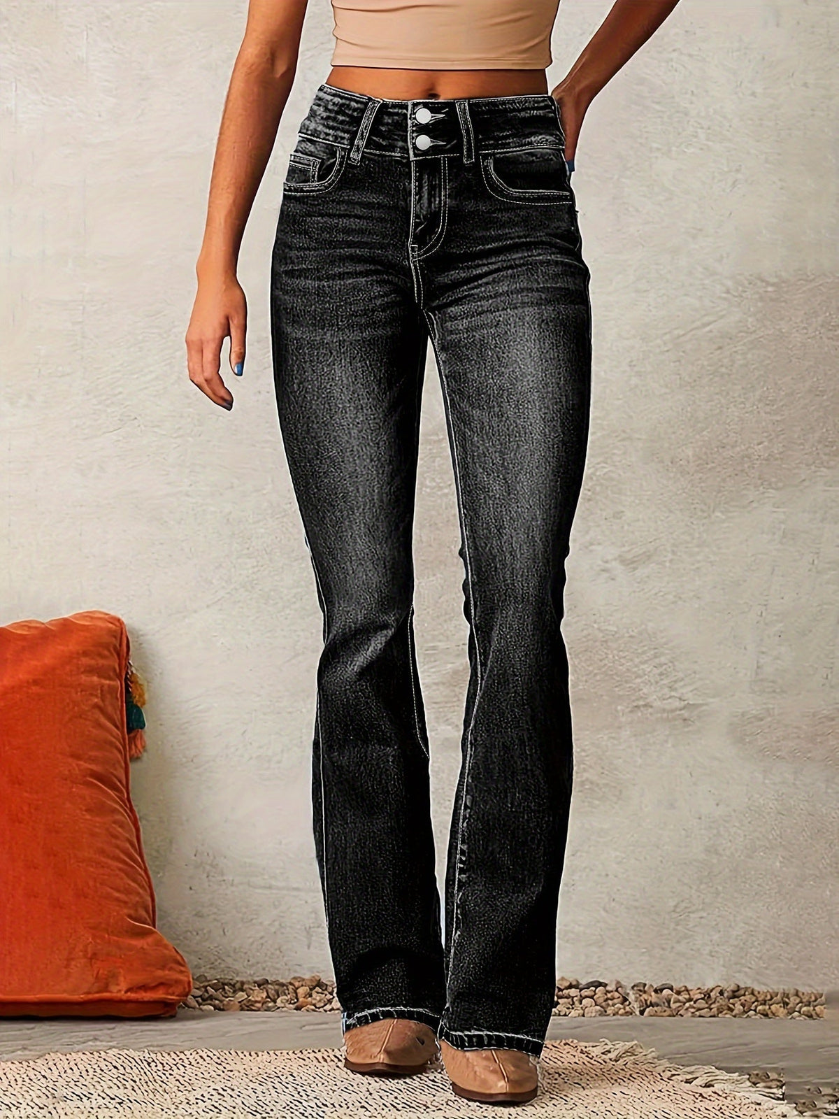 Émeline – Pantalon Flare Taille Haute pour Femme
