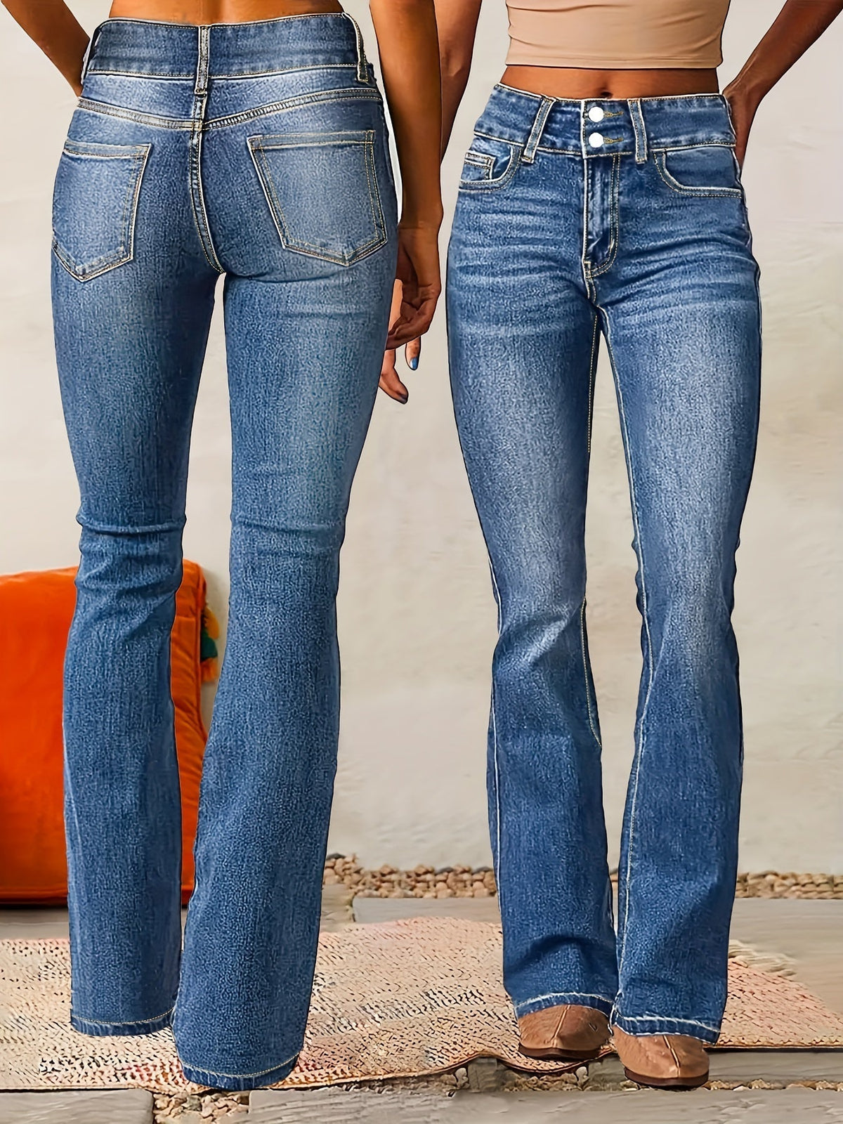 Émeline – Pantalon Flare Taille Haute pour Femme