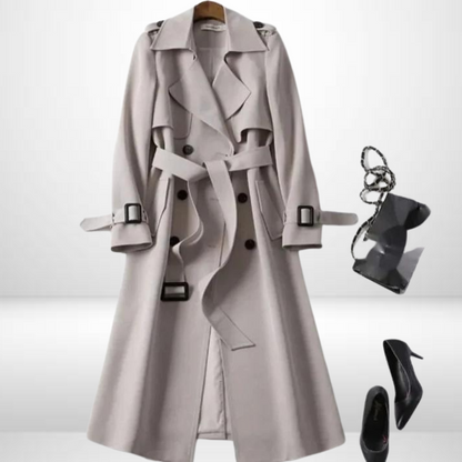 Solène – Trench-Coat Long Élégant pour Femme