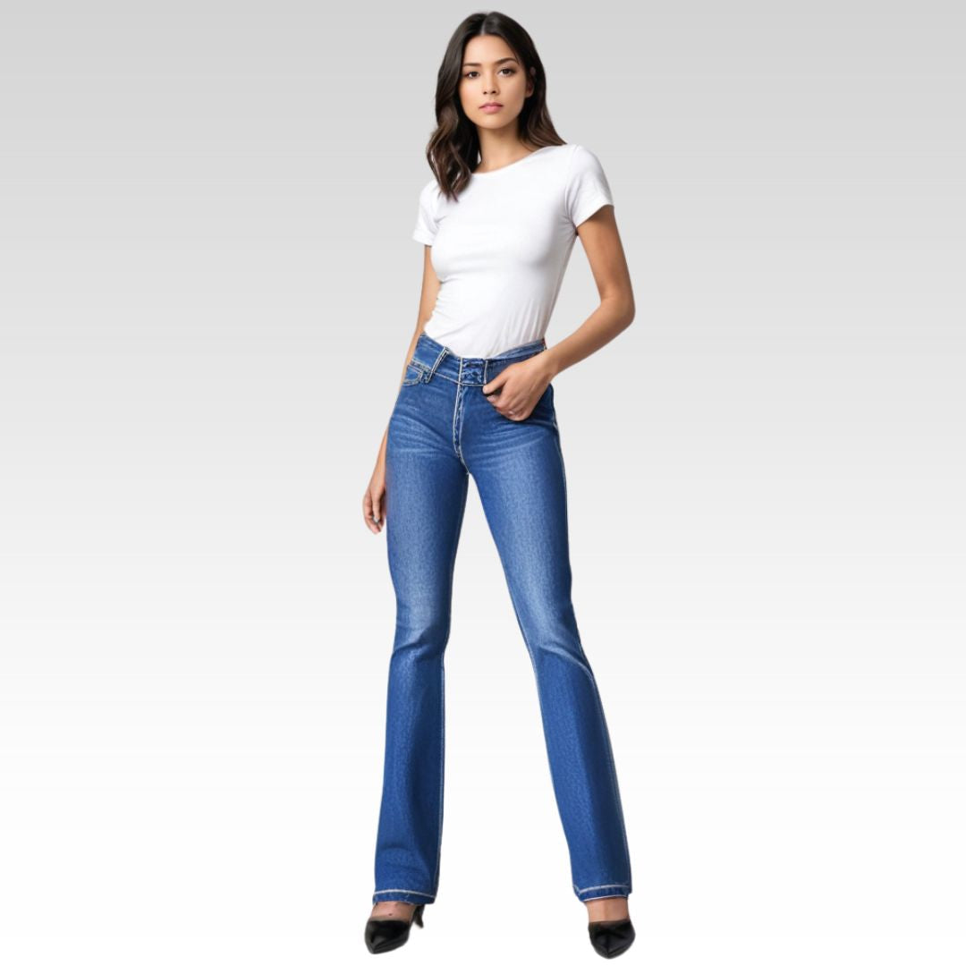Émeline – Pantalon Flare Taille Haute pour Femme