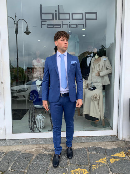 Gerard – Costume complet micro-carreaux, modèle Call S 17, coupe slim Milano, veste blazer en tissu léger