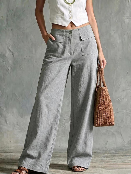 Élise – Pantalon à Taille Haute en Lin