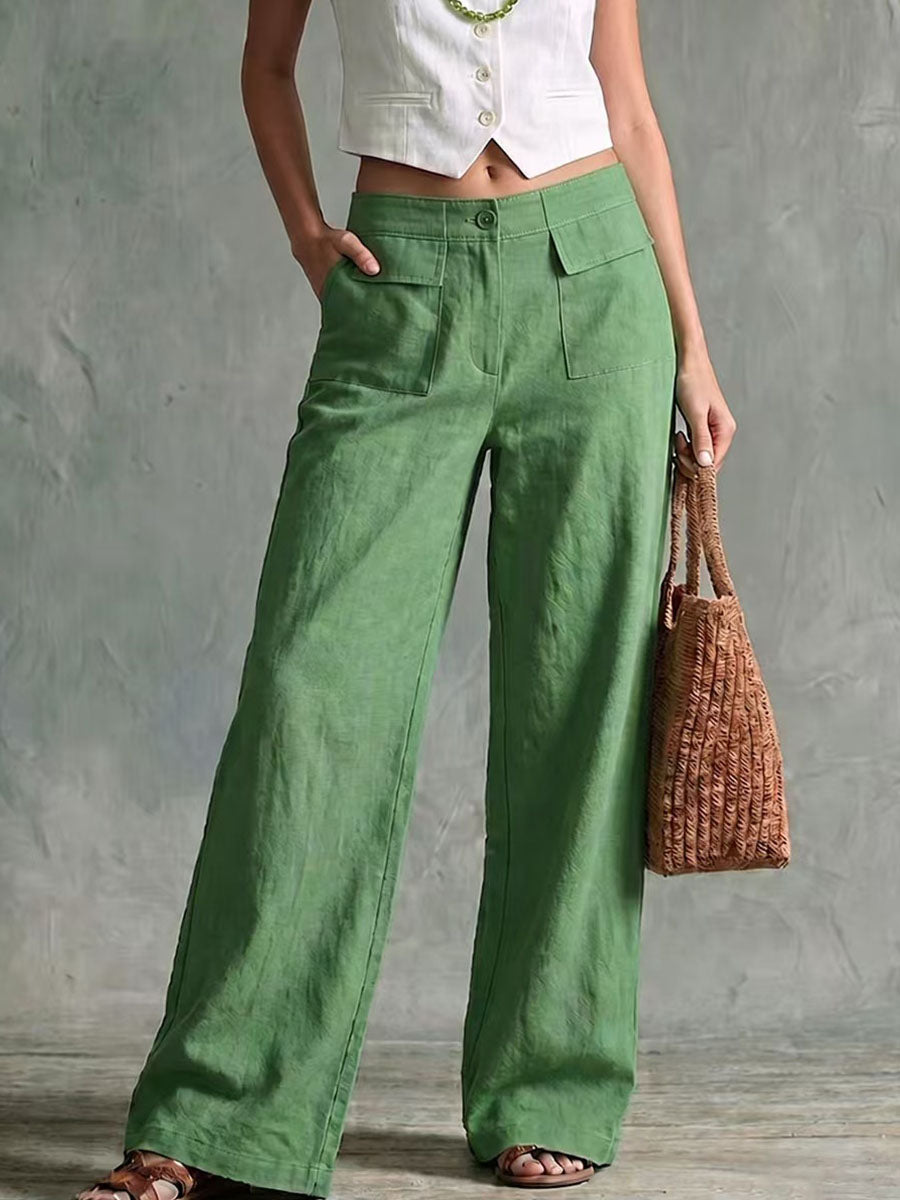 Élise – Pantalon à Taille Haute en Lin