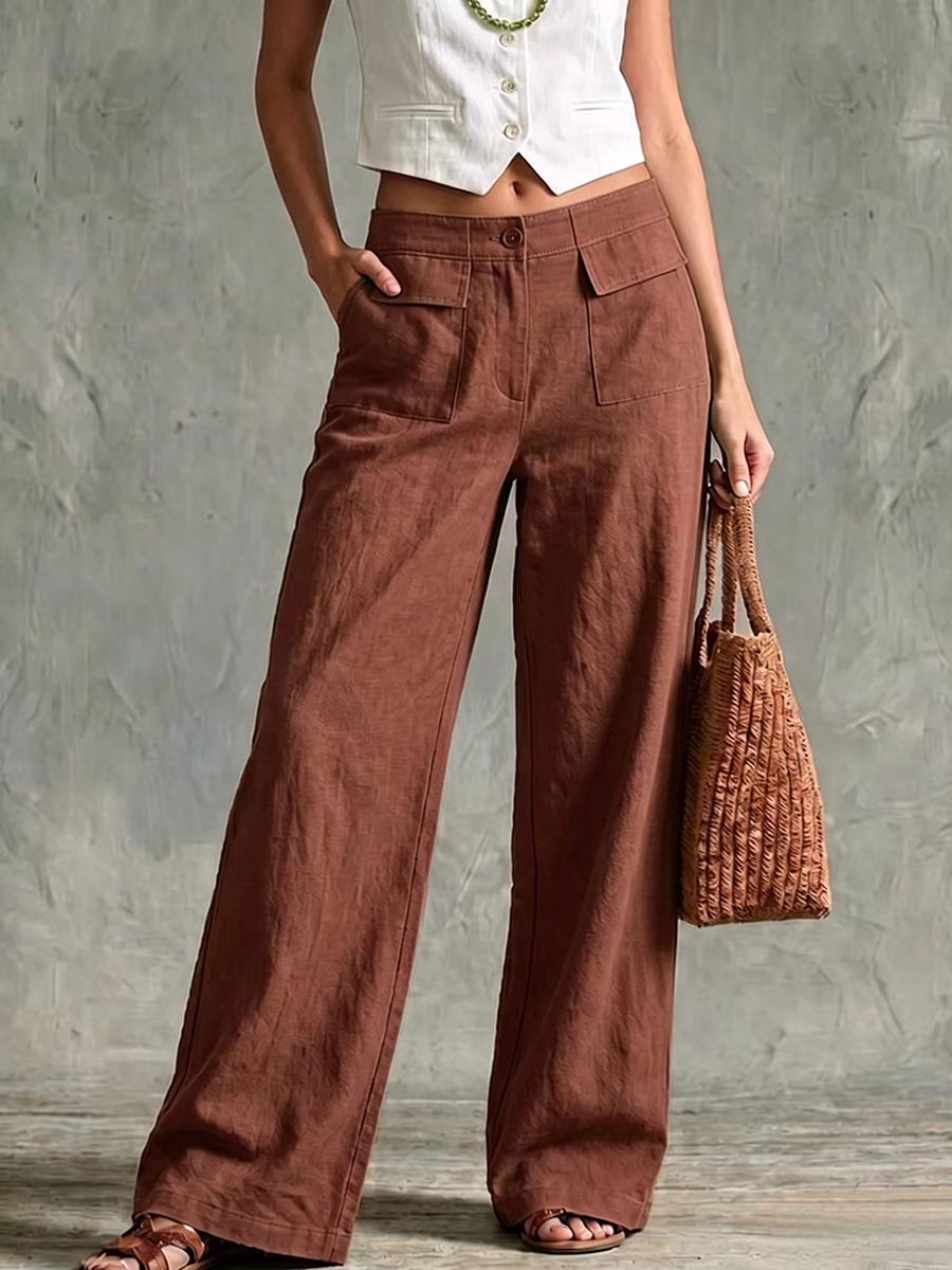 Élise – Pantalon à Taille Haute en Lin
