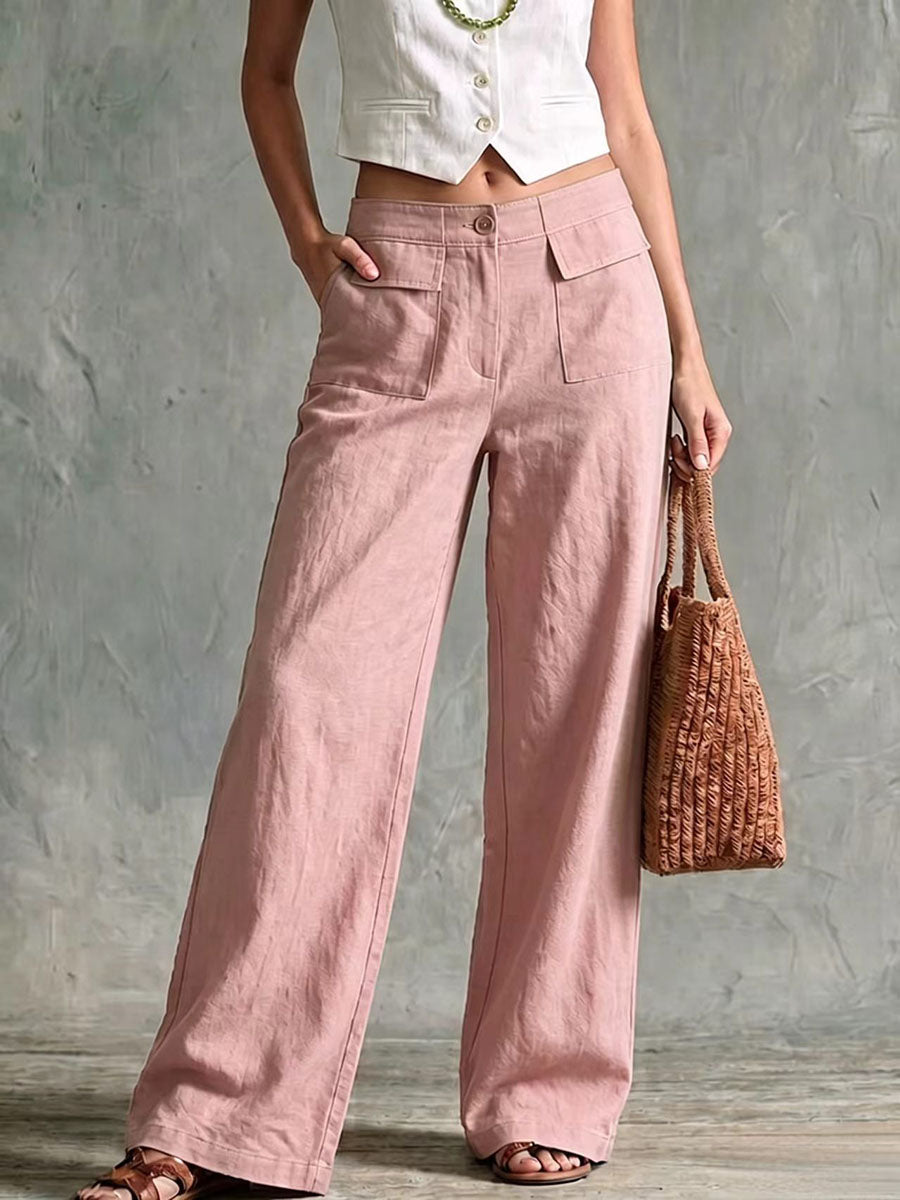 Élise – Pantalon à Taille Haute en Lin