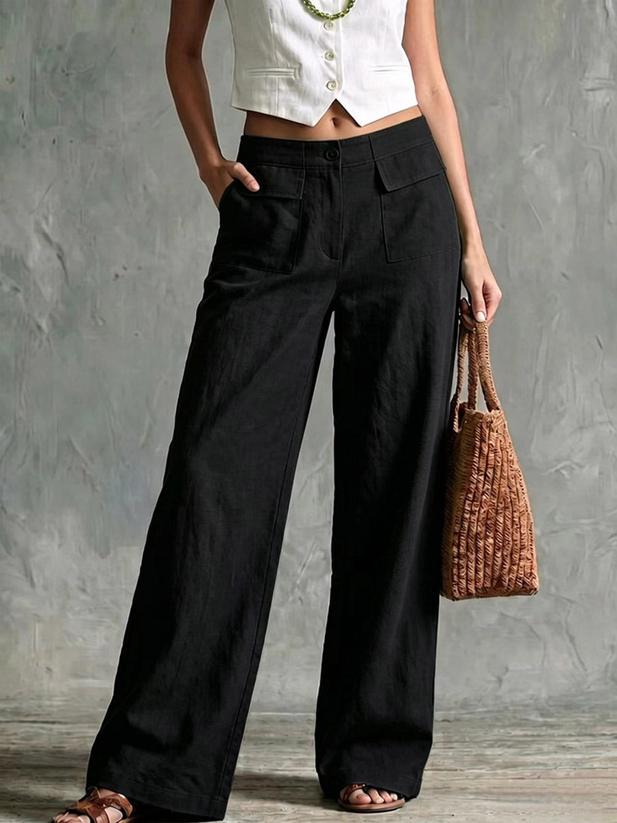 Élise – Pantalon à Taille Haute en Lin