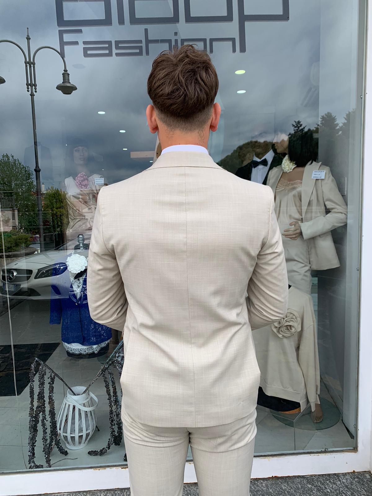Gerard – Costume complet micro-carreaux, modèle Call S 17, coupe slim Milano, veste blazer en tissu léger