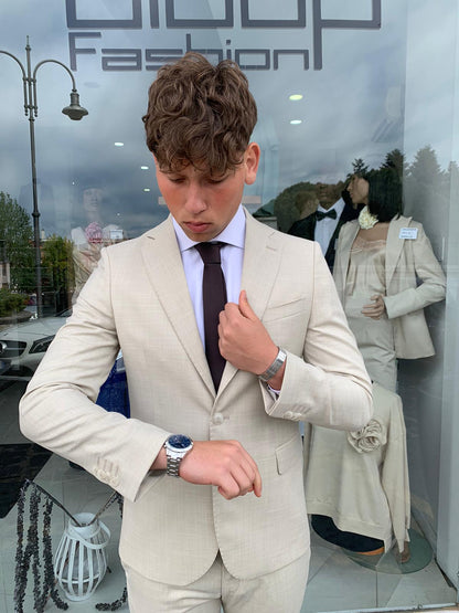 Gerard – Costume complet micro-carreaux, modèle Call S 17, coupe slim Milano, veste blazer en tissu léger