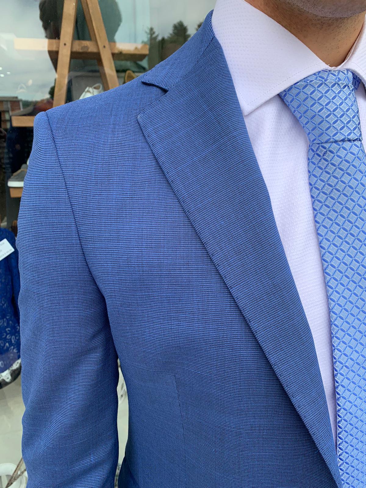 Gerard – Costume complet micro-carreaux, modèle Call S 17, coupe slim Milano, veste blazer en tissu léger